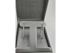 1.54in 2mm wide Sterling Silver Moissanite Hoop Earrin